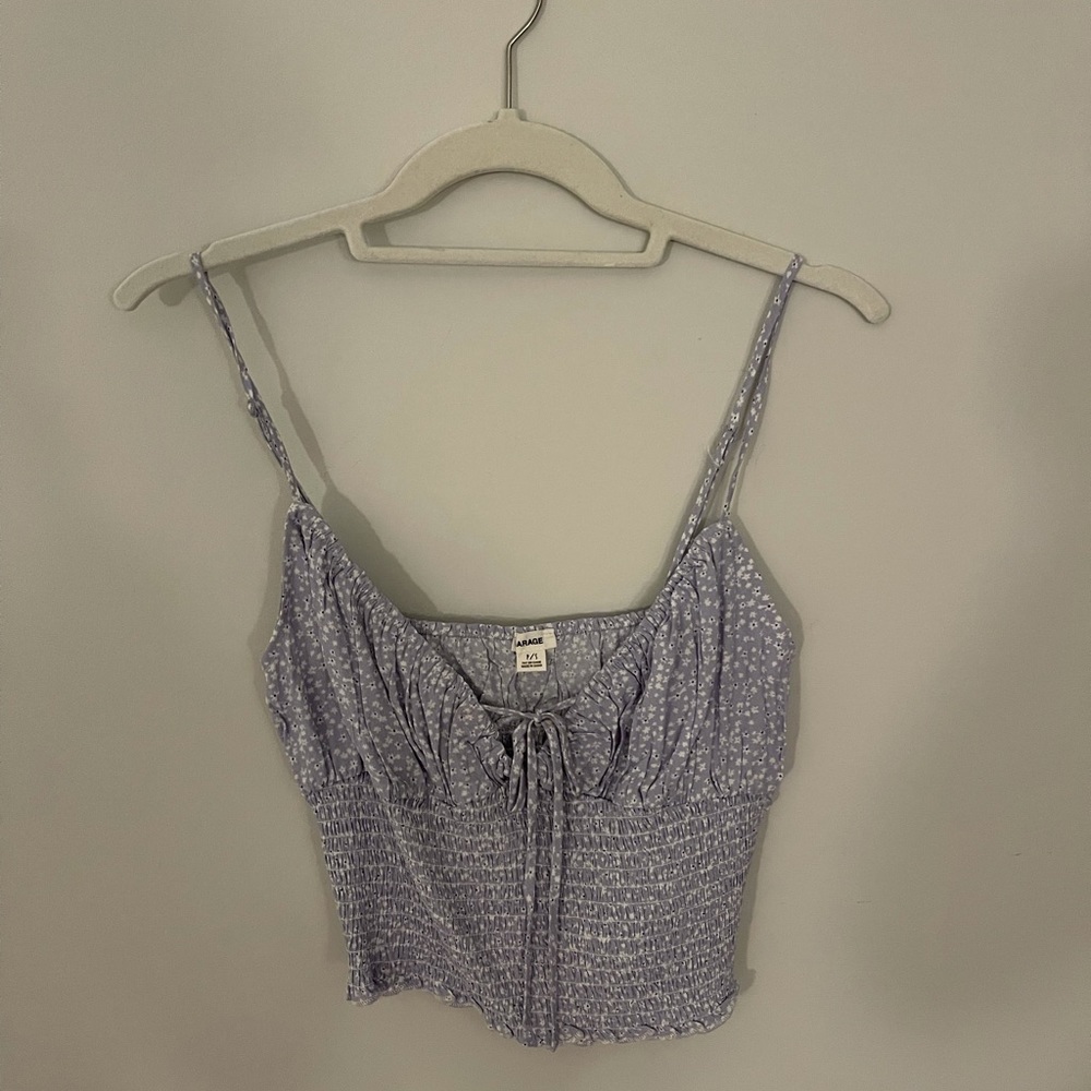 GARAGE PURPLE FLOWER PRINT CROPPED BLOUSE✨💖